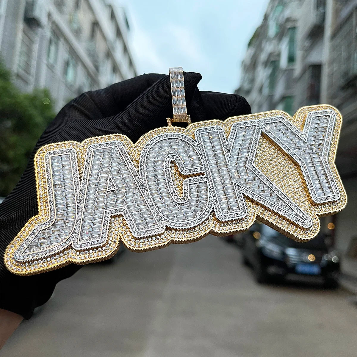 Bubble Letter Customized Name Necklace for Men Iced Out Pendant Real Gold Plated Hip Hop Jewelry 2022 Trend