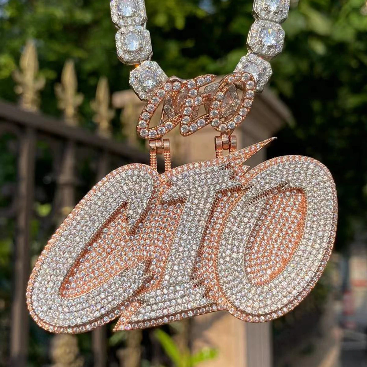 Bubble Letter Custom Name Necklace for Women Iced Out Personalized Pendant Two Tone Charms Hip Hop Jewelry 2022 Trend CEO Bail