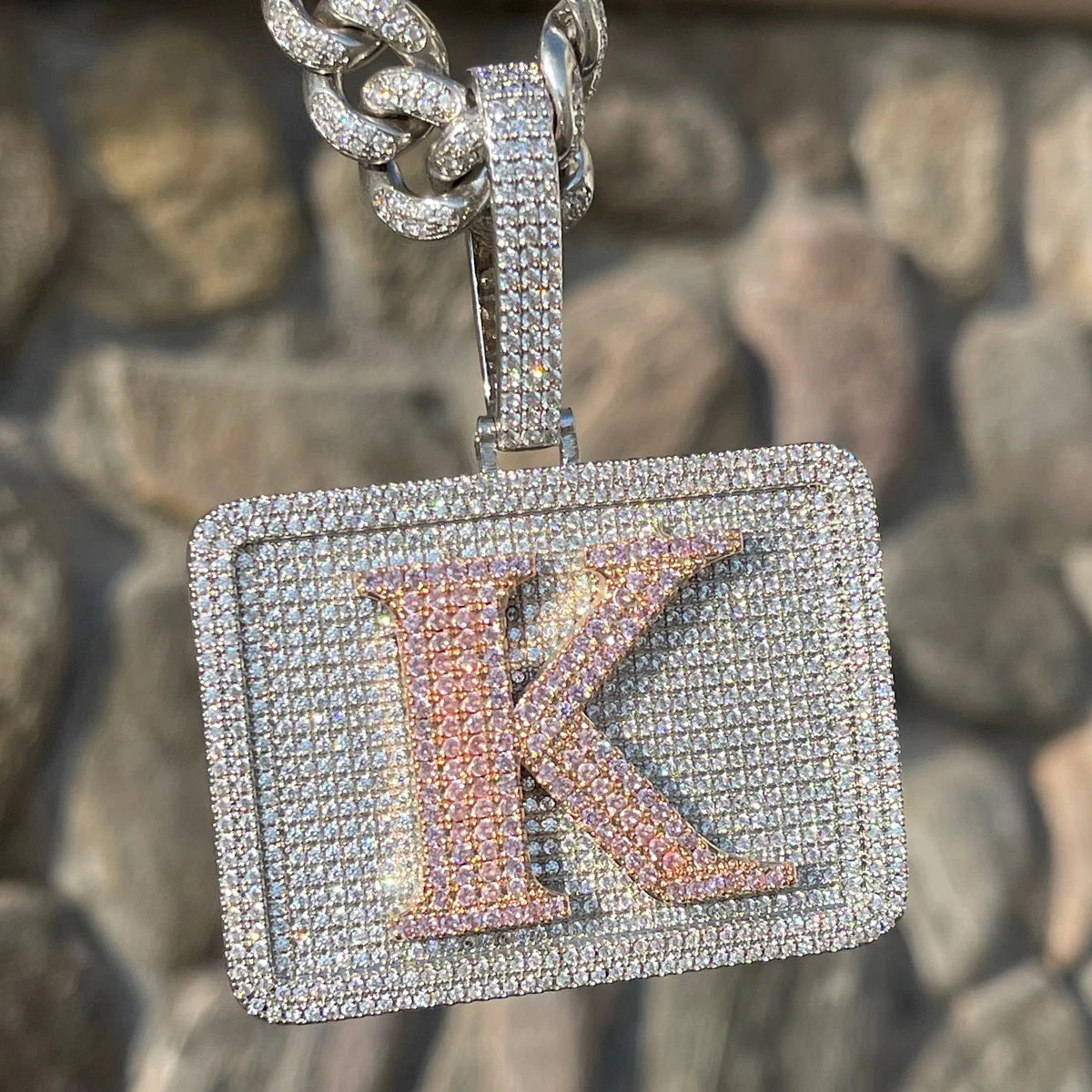 Bubble Letter Custom Name Necklace for Men Micro Pave Prong Setting Iced Out Personalized Pendant Dog Tag Charm Hip Hop Jewelry