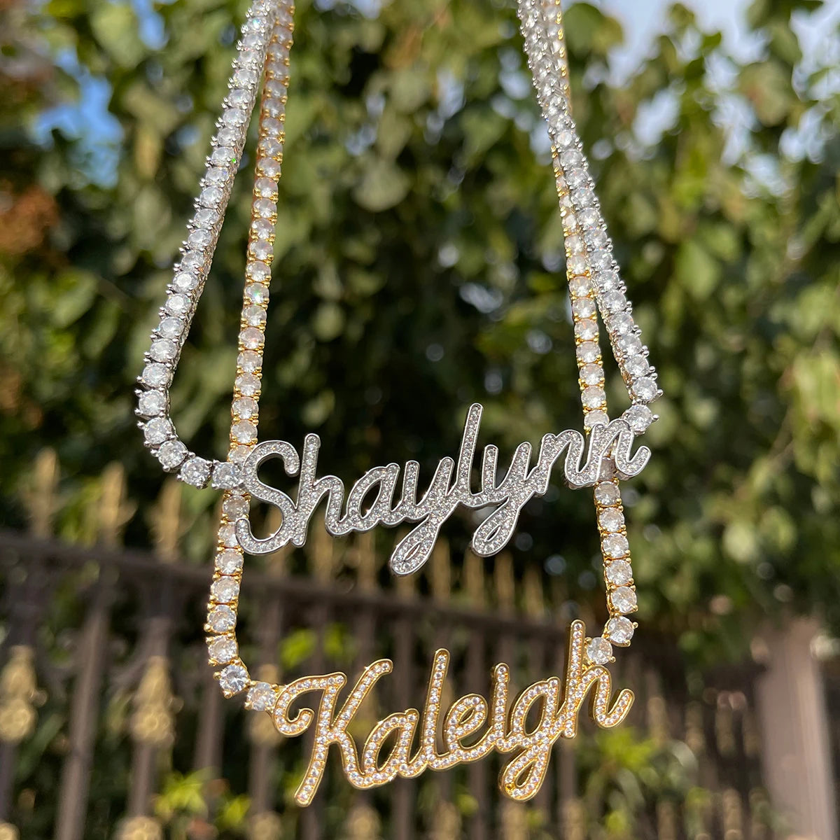 Bubble Letter Classy Girl Custom Name Necklace for Women Iced Out Choker Personalized Tennis Chain Silver Color Hip Hop Jewelry