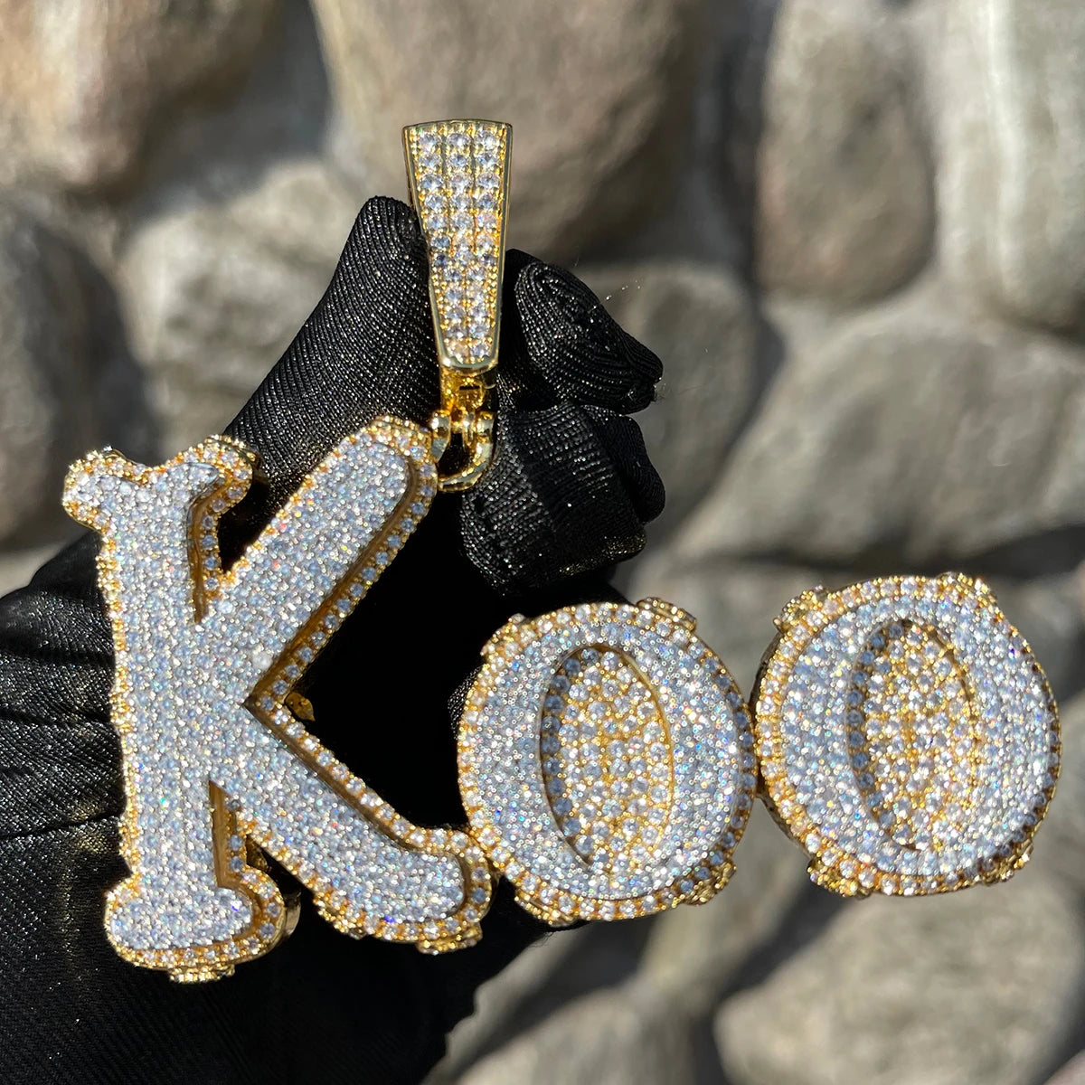 Bubble Letter Custom Name Necklace for Women Iced Out Personalized Pendant Double Color Real Copper Micro Pave Hip Hop Jewelry