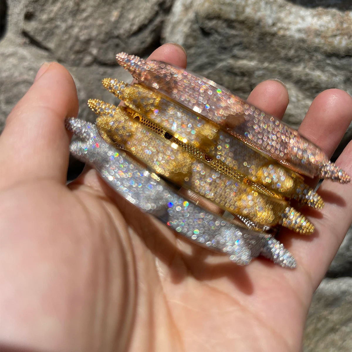 Bubble Letter Rivet Spiked Bangle Copper Material Full Zircon Hip Hop Iced Out Bracelet Rock Punk Jewelry 2022 Trend Free Ship