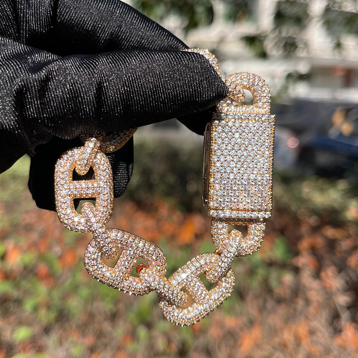 Bubble Letter Iced Out Bracelets for Men Cuban Link Charms Bling Micro Pave Cubic Zirconia Gold Plated Hip Hop Jewelry