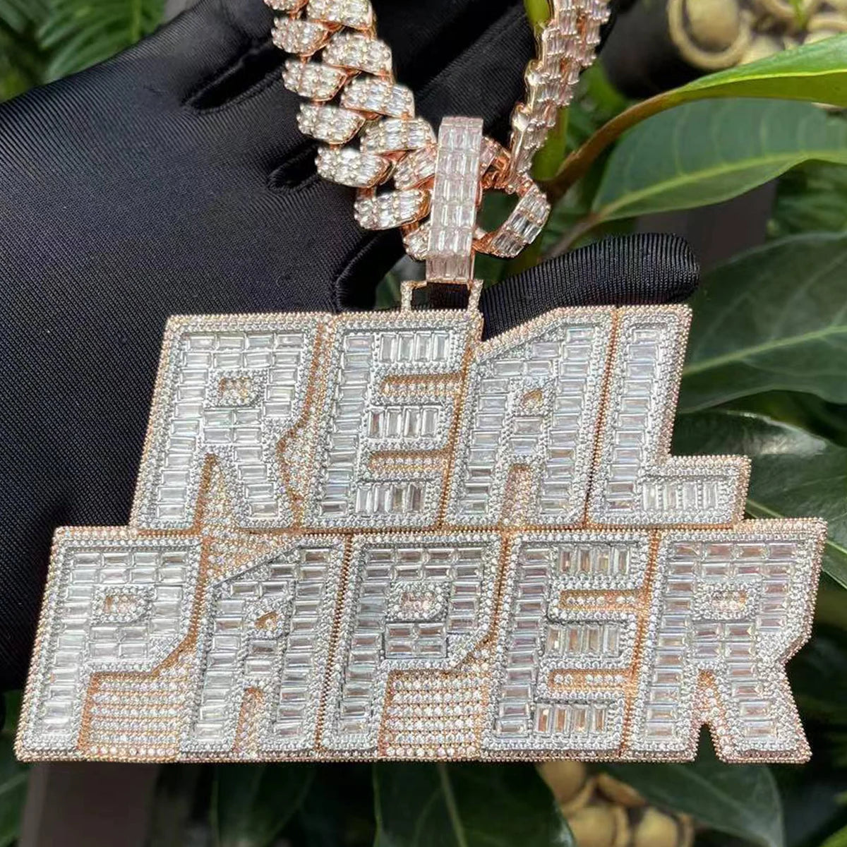 Bubble Letter Two Tone Layers Customized Jewelry Name Plated Personalized Necklace for Men Baguette Iced Out Pendant Hip Hop Jew