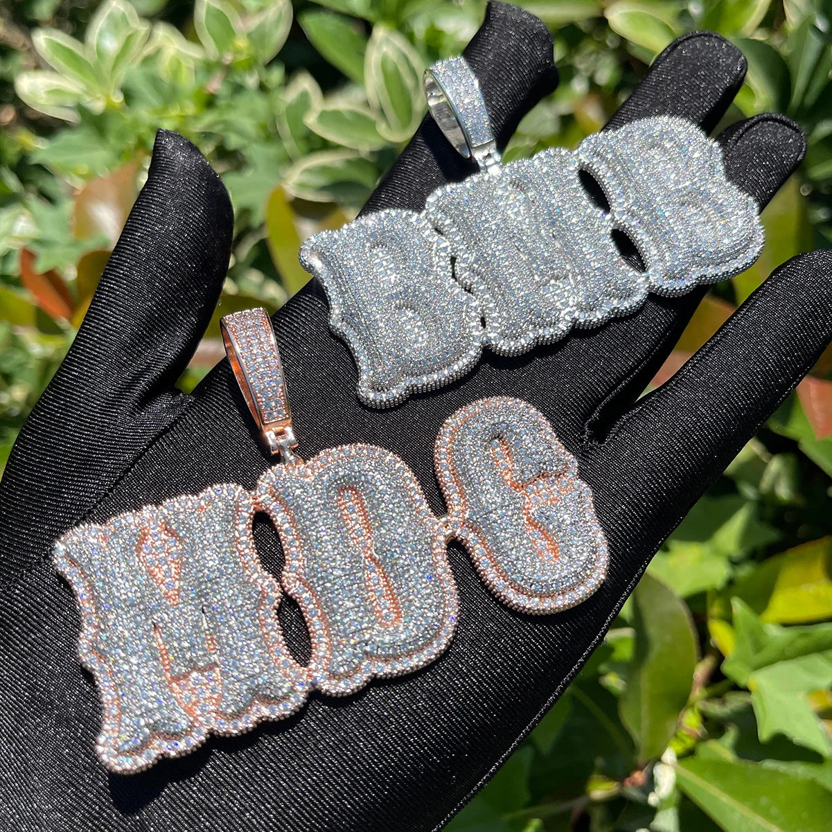 Bubble Letter Custom Name Necklace for Men Personalized Pendant Iced Out Charms Two Tone Hip Hop Jewelry