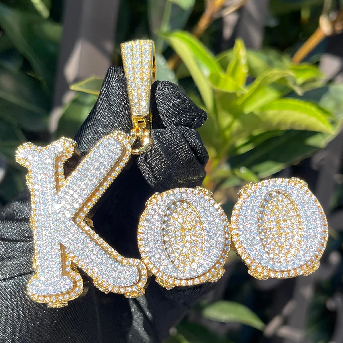 Bubble Letter Custom Name Necklace for Women Iced Out Personalized Pendant Double Color Real Copper Micro Pave Hip Hop Jewelry