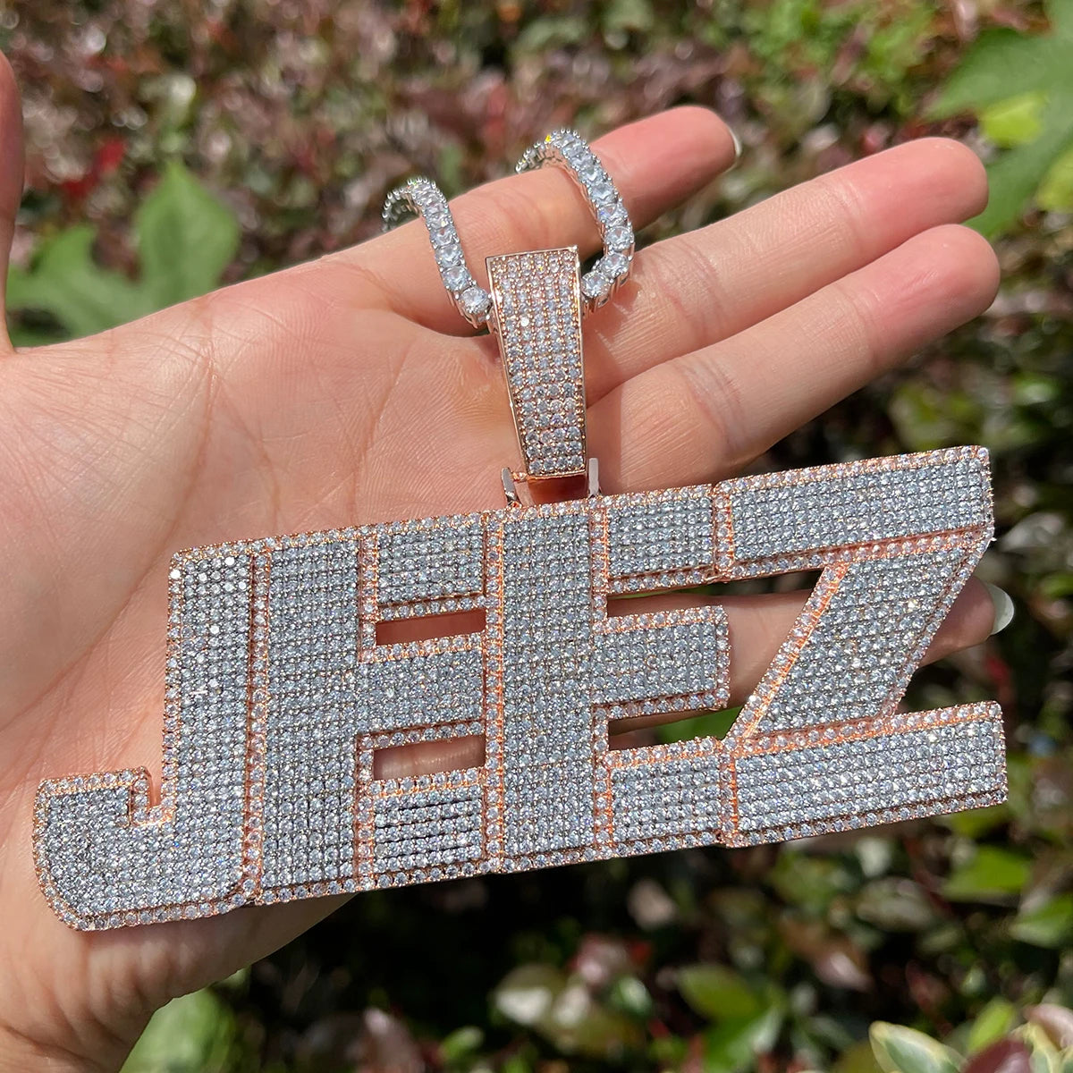 Bubble Letter Iced Out Personalized Pendant Custom Name Necklace for Men Two Tone Hip Hop Fashion Jewelry