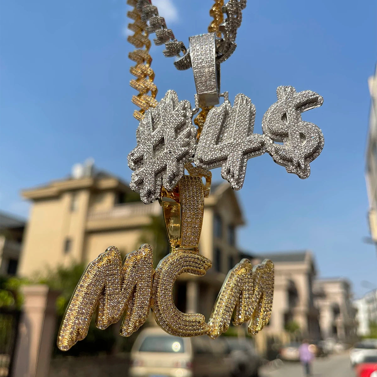 Bubble Letter Personalized Necklace Men Customized Name Pendant Iced Out Charms Hip Hop Jewelry 2022 Trend Luxury Designer