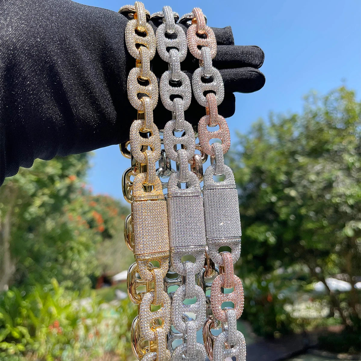 Bubble Letter Iced Out Necklace Choker for Women Prong Setting Number 8 Cuban Link Chain Hip Hop Jewelry