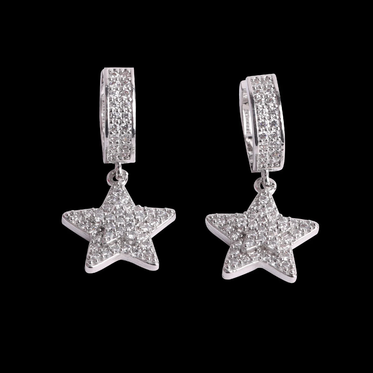 Bubble Letter Iced Out Women Earrings Star Real Gold Plated Hip Hop Jewelry