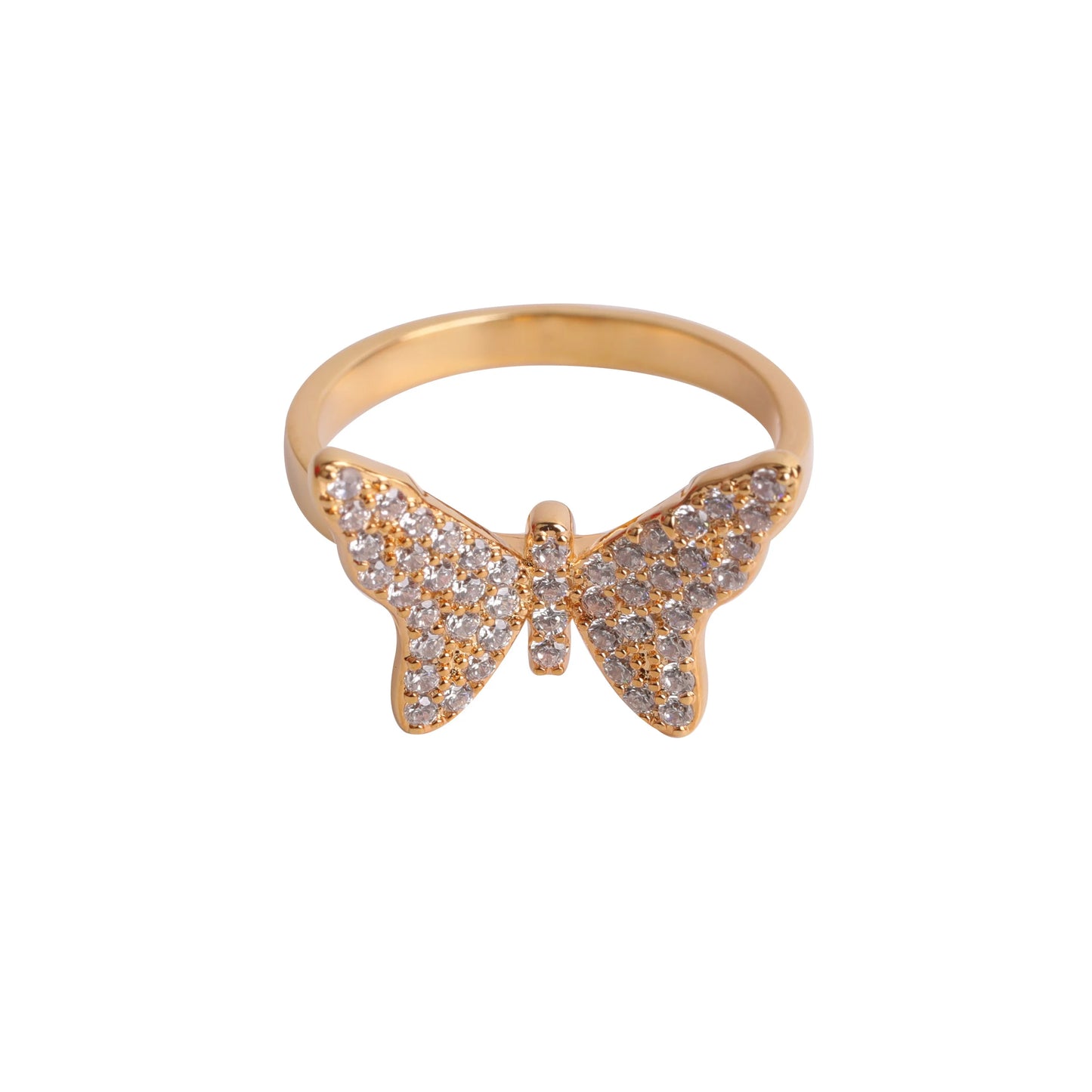 Bubble Letter Butterfly Rings for Women Iced Out Real Gold Plated Hip Hop Jewelry 2022 Trend Drop Shipping