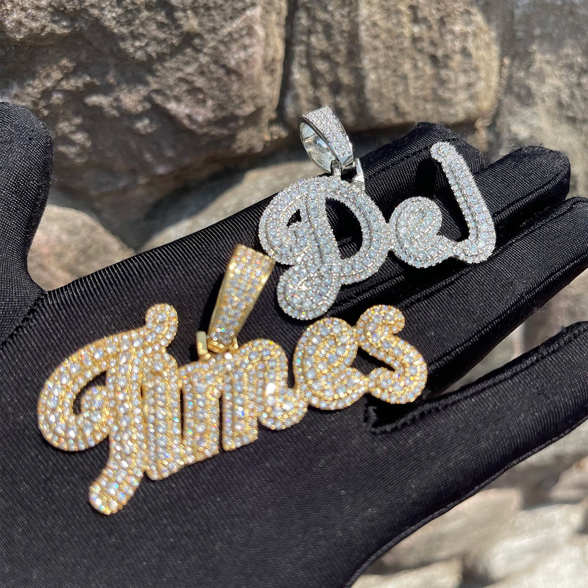 Bubble Letter Custom Name Necklace for Men Cursive Personalized Pendant Real Gold Plated Charms Hip Hop Jewelry 2022 Trend