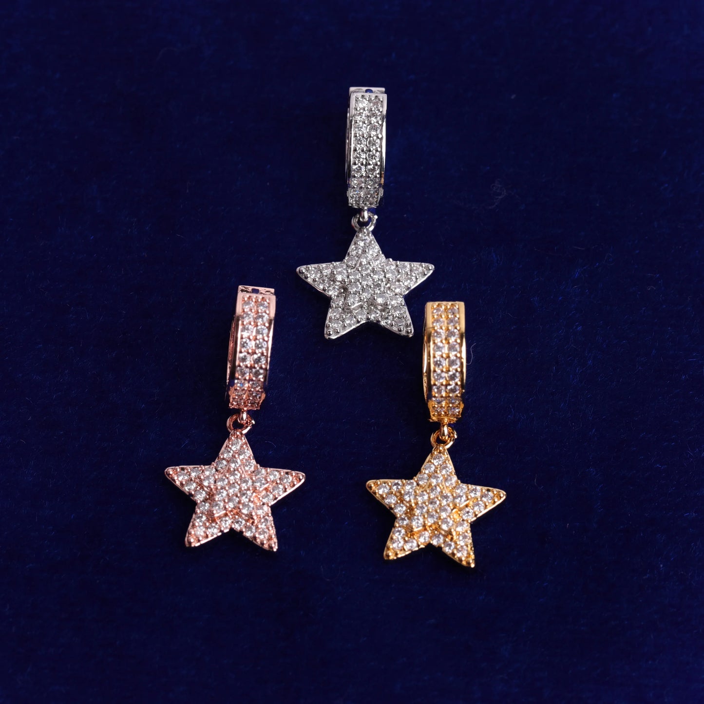 Bubble Letter Iced Out Women Earrings Star Real Gold Plated Hip Hop Jewelry