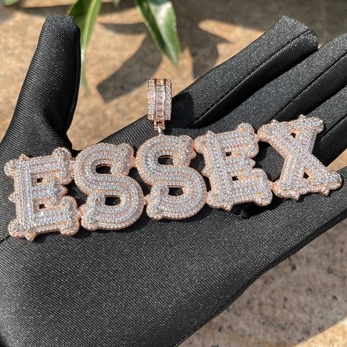 Bubble Letter Personalized Baguette Pendant Micro Paved CZ Iced Out Charms Customized Name Necklace Fashion Hip Hop Jewelry