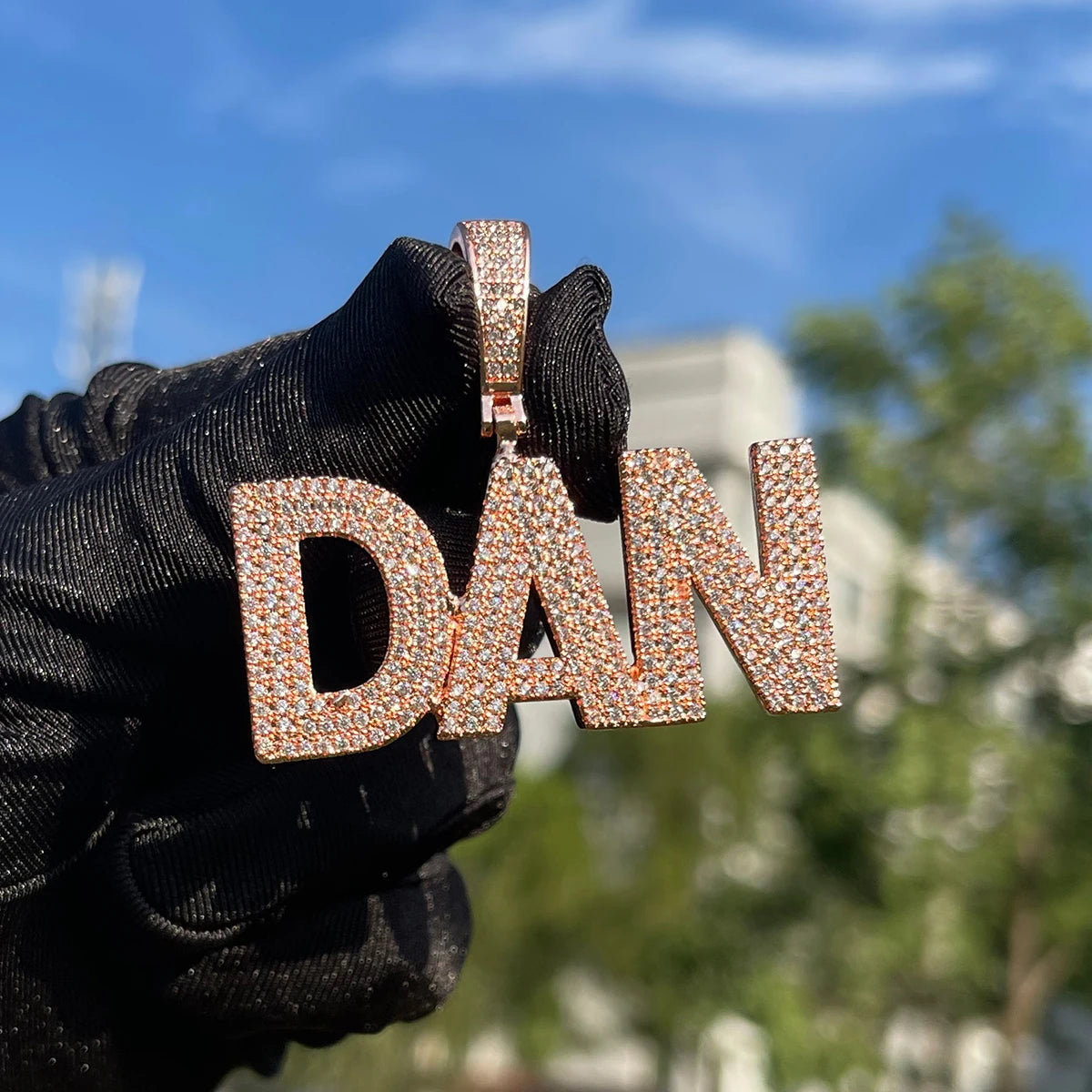 Bubble Letter Personalized Pendant for Women Custom Name Necklace Real Gold Plated Hip Hop Jewelry