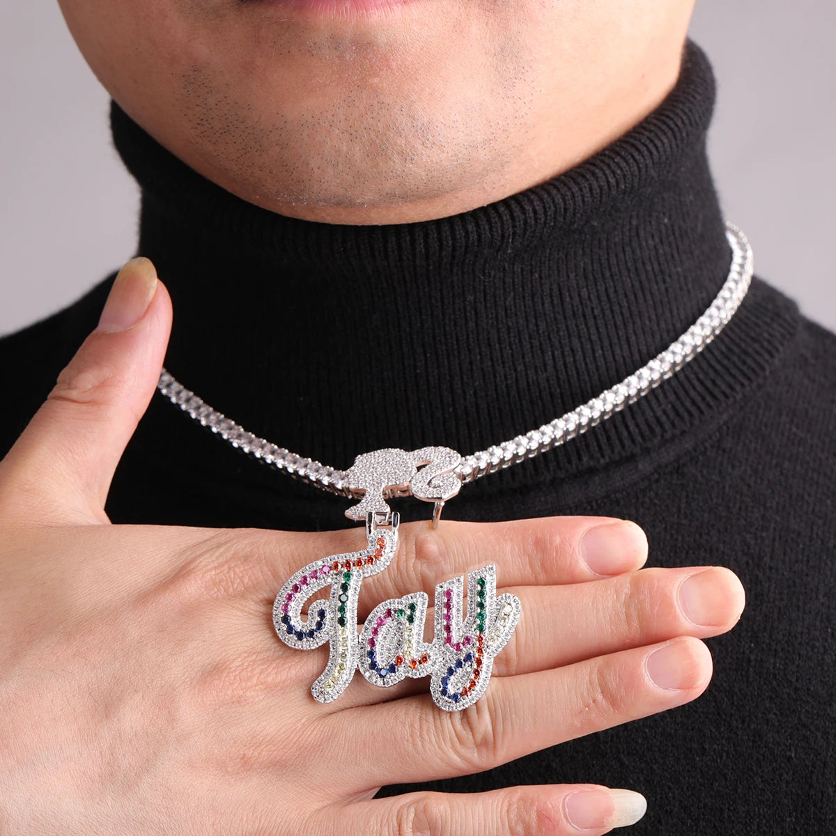 Bubble Letter Custom Name Necklace for Women Iced Out Personalized Pendant Real Gold Plated Hip Hop Jewelry 2022 Trend