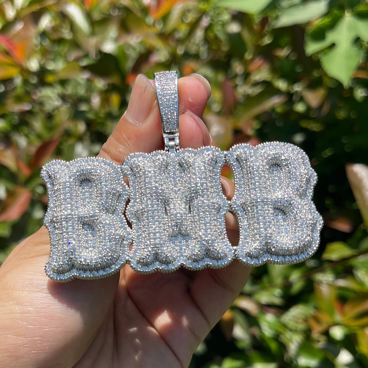 Bubble Letter Custom Name Necklace for Men Personalized Pendant Iced Out Charms Two Tone Hip Hop Jewelry