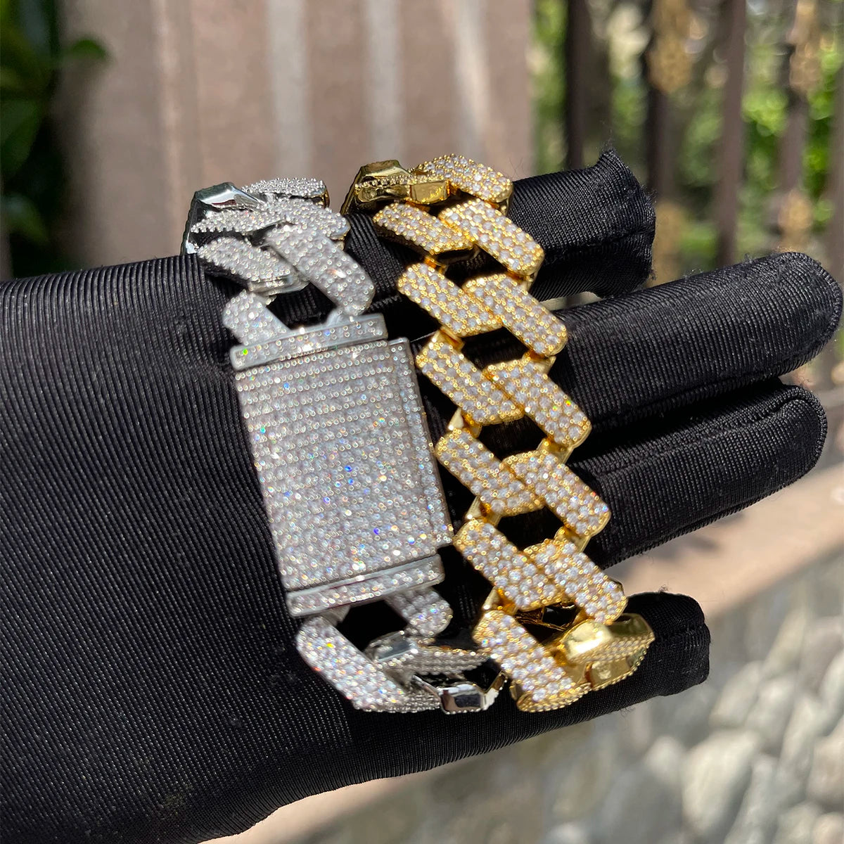 Bubble Letter Miami Cuban Link Bracelet for Men Real Gold Plated Iced Out Charms Bling Hip Hop Jewelry 2022 Trend