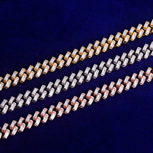 Bubble Letter Baguette Necklace for Women Miami Cuban Link Chain Choker Real Gold Plated Hip Hop Jewelry 2022 Trend