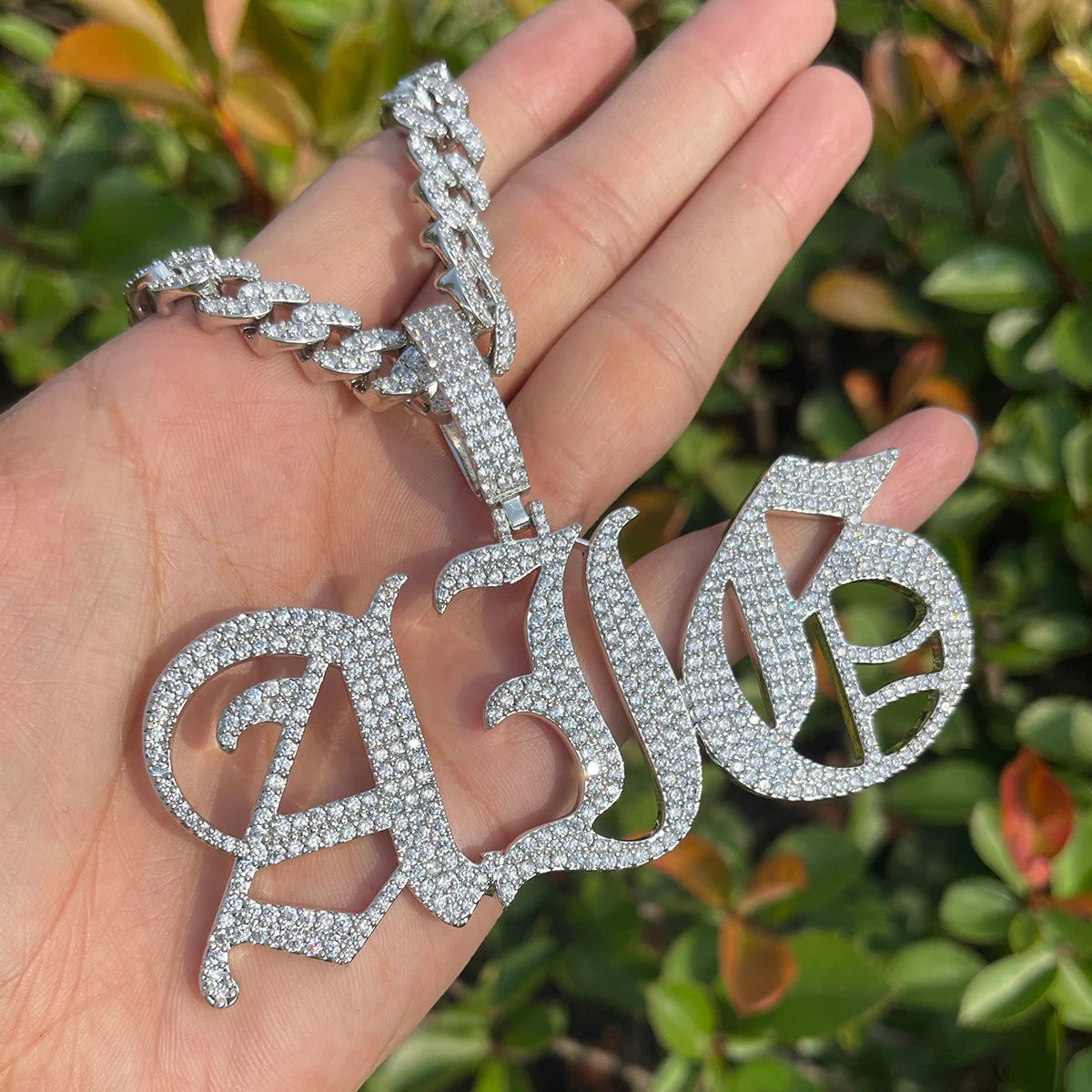 Bubble Letter Old Vintage English Font Customized Name Necklace for Women Personalized Cursive Pendant Hip Hop Jewelry