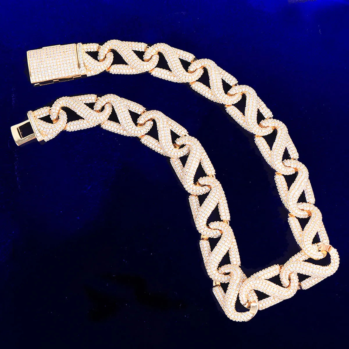 Bubble Letter Iced Out Cuban Link Chain Prong Necklace Choker for Men Real Copper Cubic Zirconia Hip Hop Jewelry