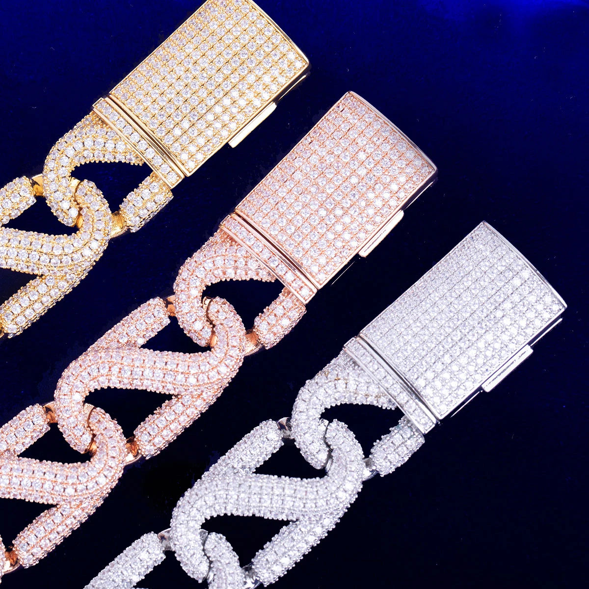 Bubble Letter Iced Out Cuban Link Chain Prong Necklace Choker for Men Real Copper Cubic Zirconia Hip Hop Jewelry
