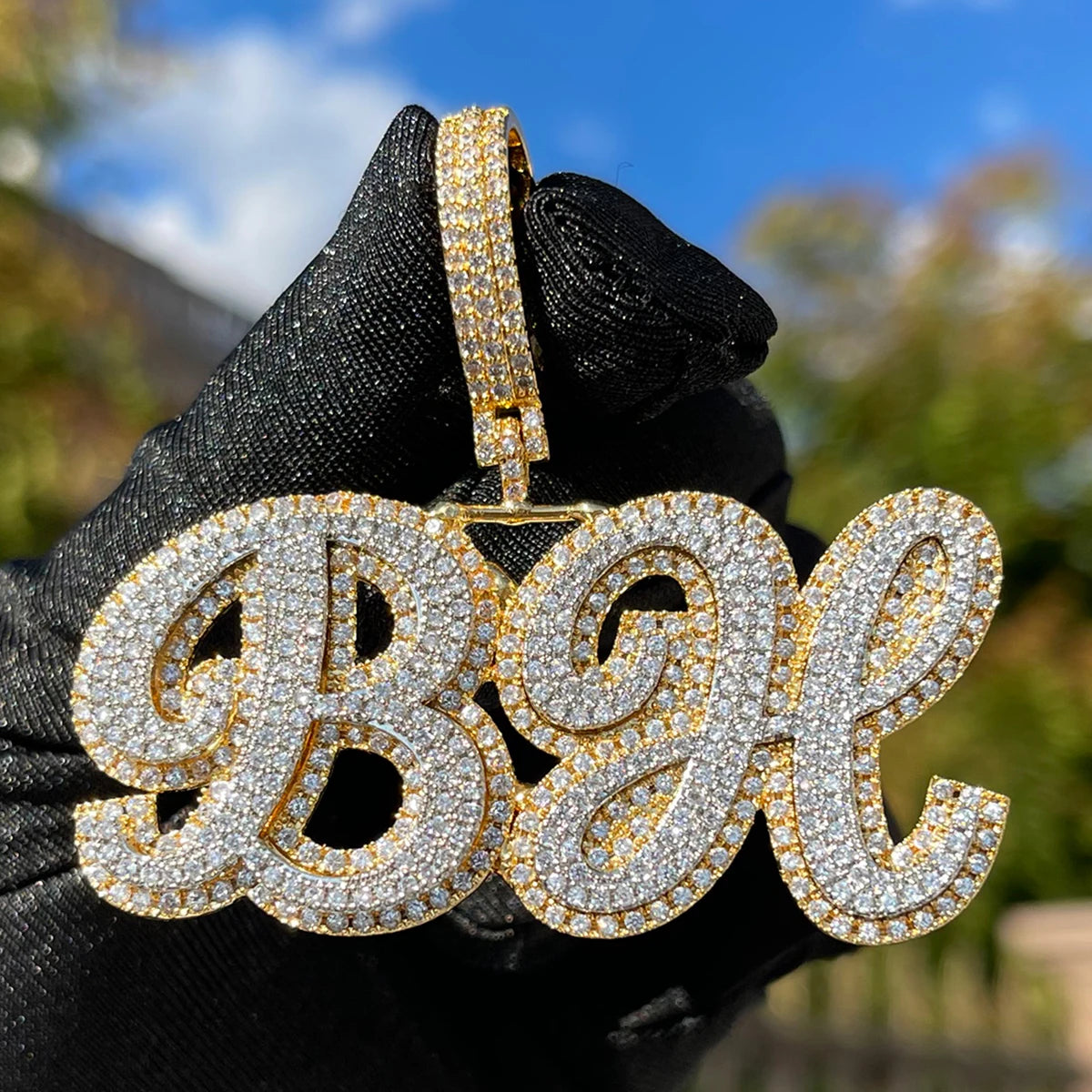 Bubble Letter Jewelry Iced Out Pendant Customized Name Necklace for Men Double Color Hip Hop Fashion Charms