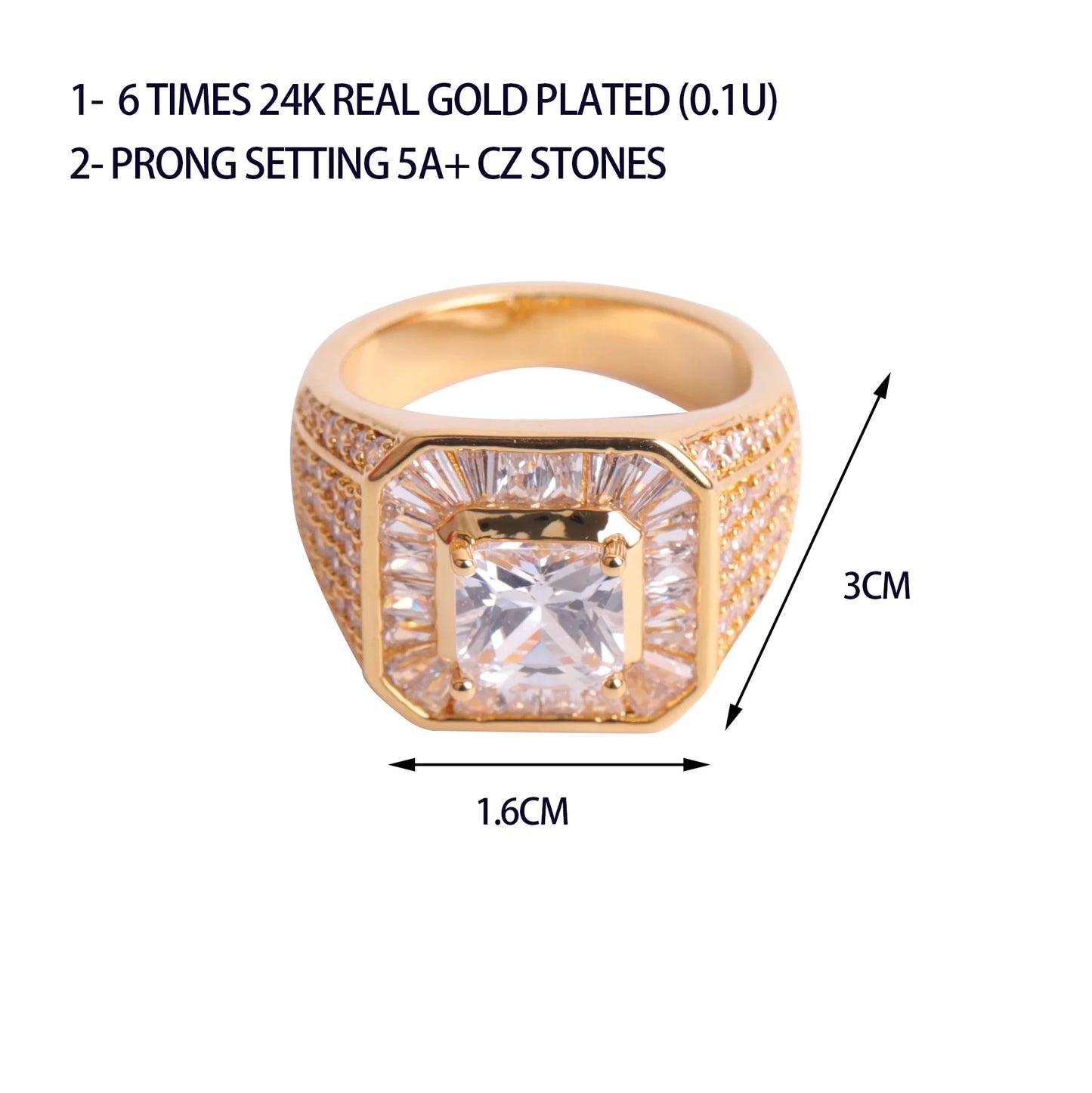 Bubble Letter Iced Out Rings for Men Real Gold Plated Hip Hop Jewelry 2022 Trend Best Sellings