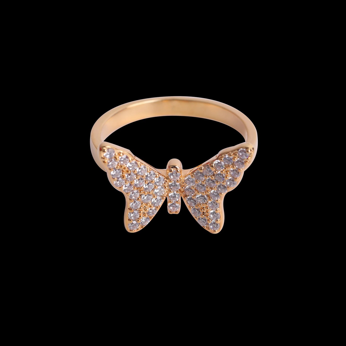 Bubble Letter Butterfly Rings for Women Iced Out Real Gold Plated Hip Hop Jewelry 2022 Trend Drop Shipping