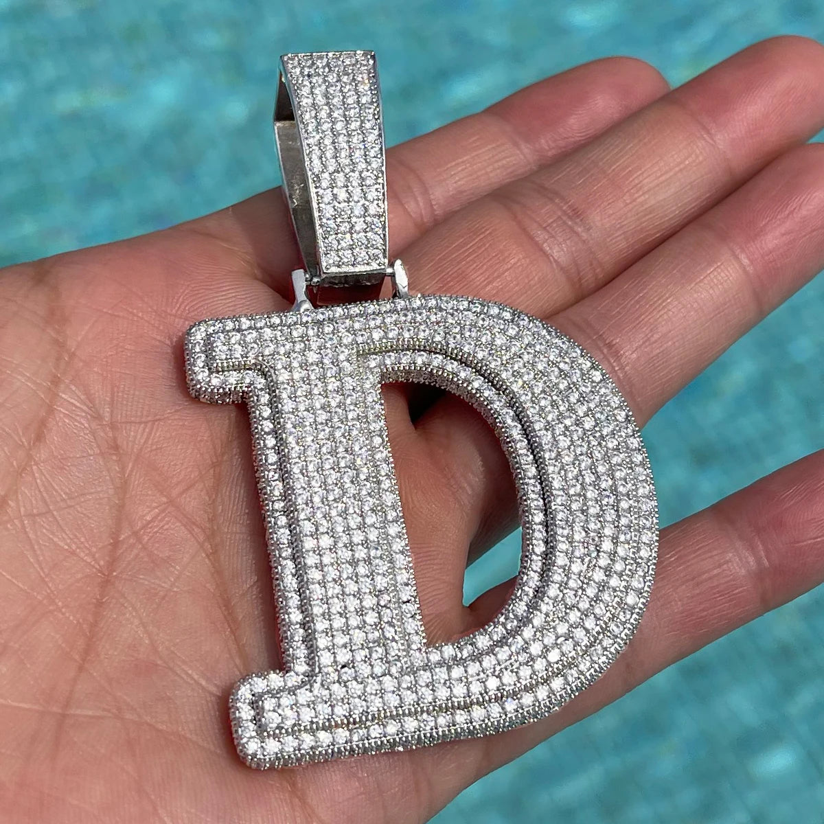 Bubble Letter Double Layer Initials Necklace Pendant Iced Out CZ Zircon Hip Hop Charms Men Chain Customized Jewelry Single A-Z