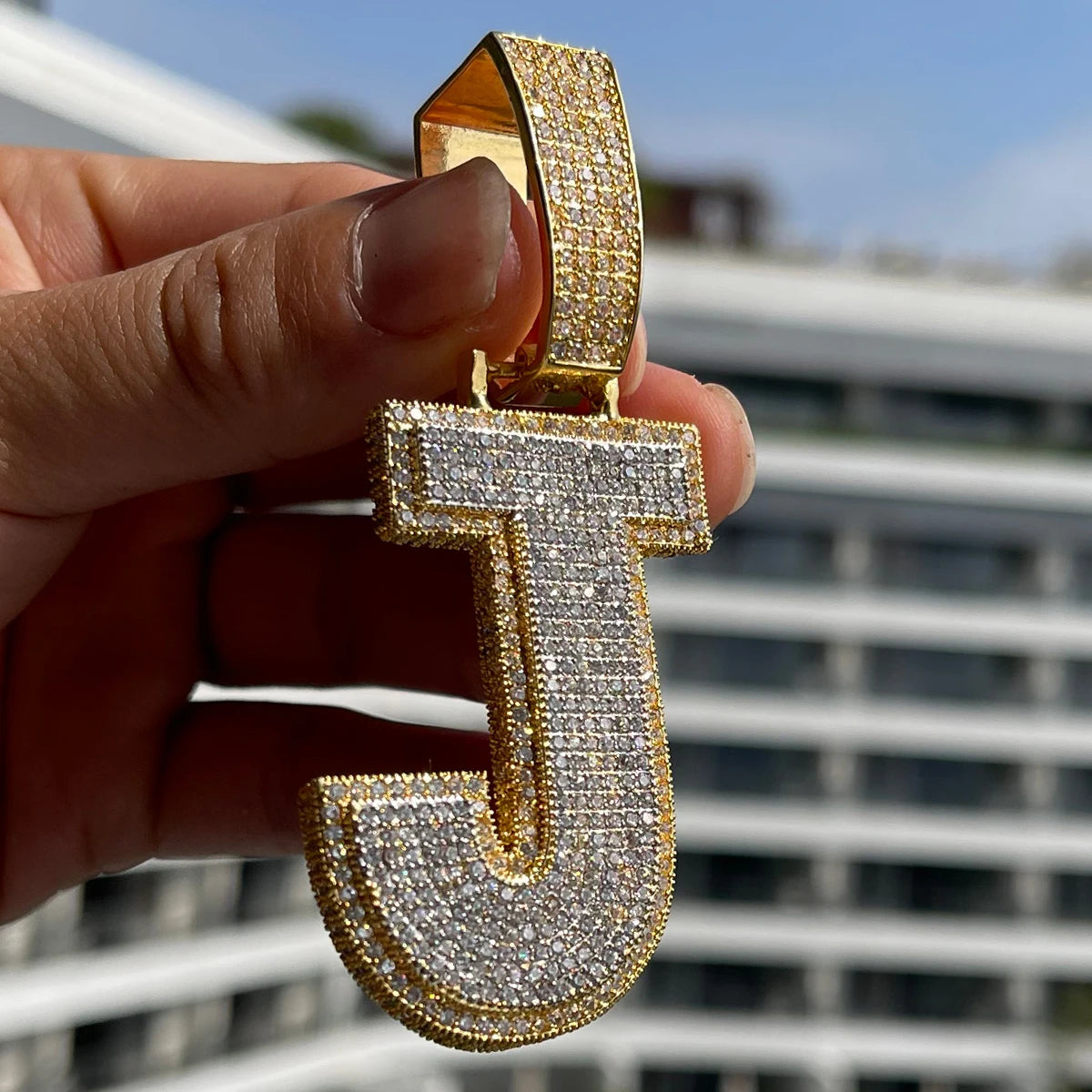 Bubble Letter Double Layer Initials Necklace Pendant Iced Out CZ Zircon Hip Hop Charms Men Chain Customized Jewelry Single A-Z