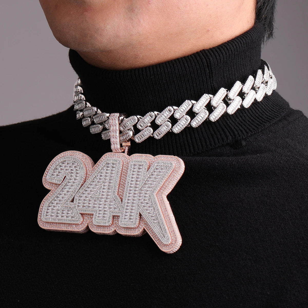 Bubble Letter Customized Name Necklace Iced Out Number Pendant for Men Big Baguette Hip Hop Rock Rapper Jewelry