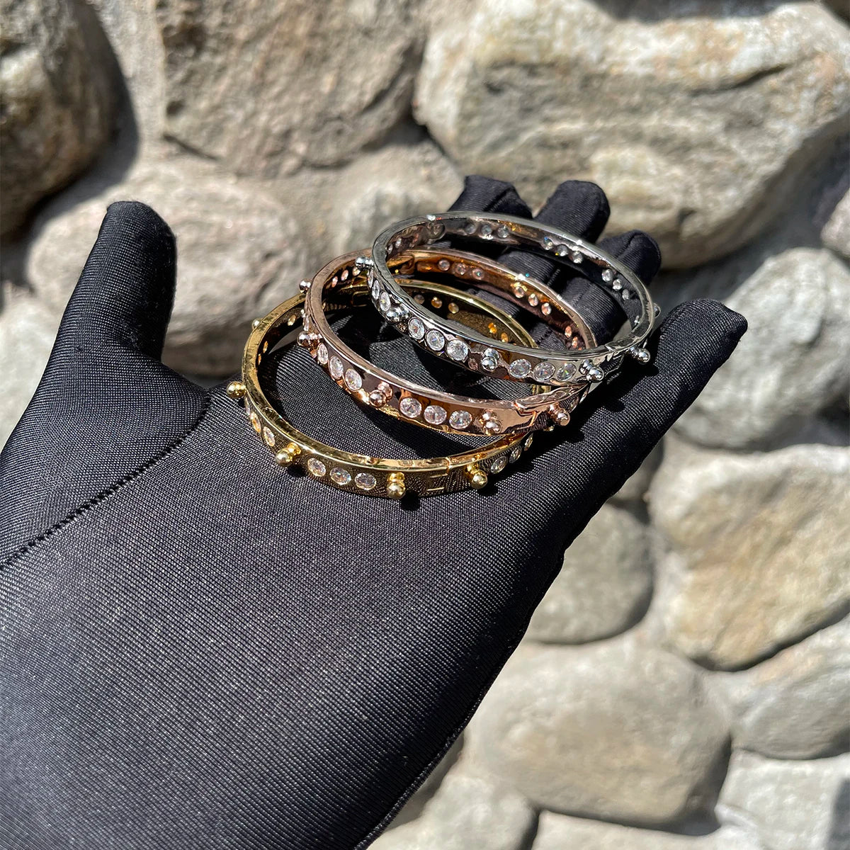 Bubble Letter Women Bangle Iced Out Bracelet Real Gold Plated Hip Hop Jewelry 2022 Trend Best Selling