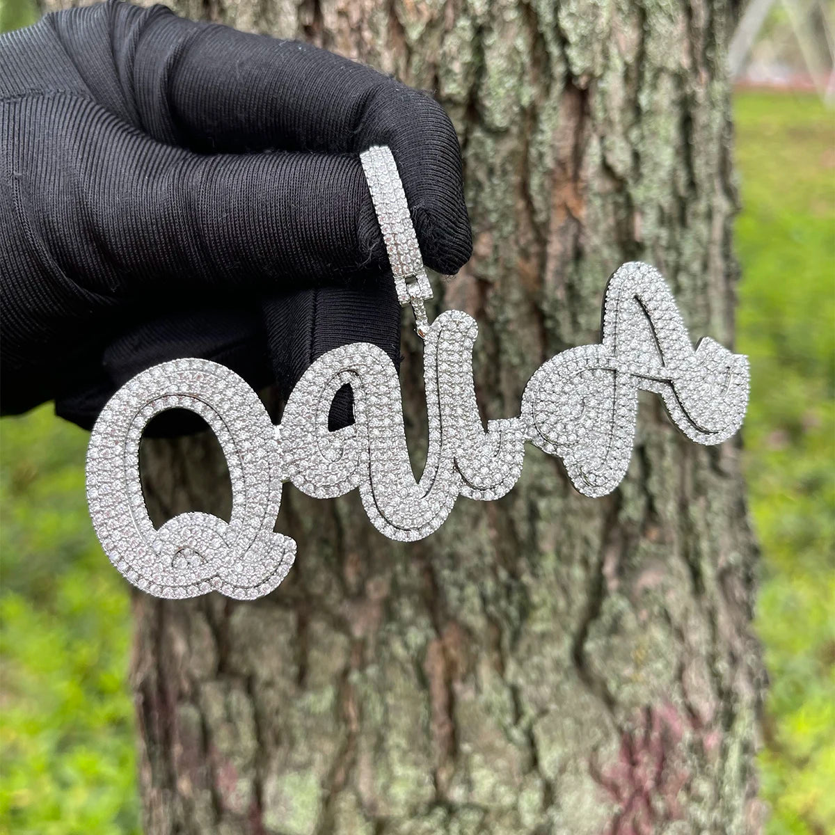 Bubble Letter Name Necklace Personalized Ice Out Pendant Hip Hop Fashion Jewelry for Women 2022 Trend Free Shipping Items