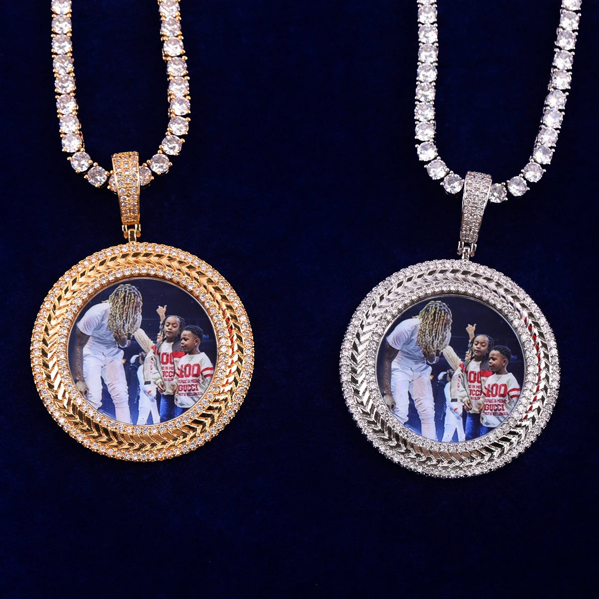 Bubble Letter Iced Out Personalized Picture Pendant Custom Photo Necklace Real Gold Plated Hip Hop Fashion Jewelry