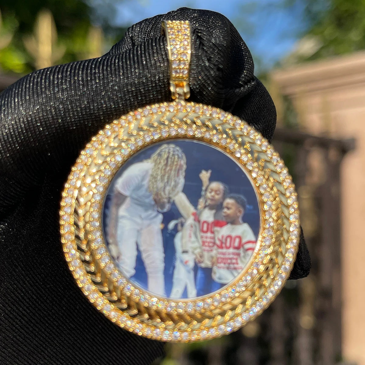 Bubble Letter Iced Out Personalized Picture Pendant Custom Photo Necklace Real Gold Plated Hip Hop Fashion Jewelry