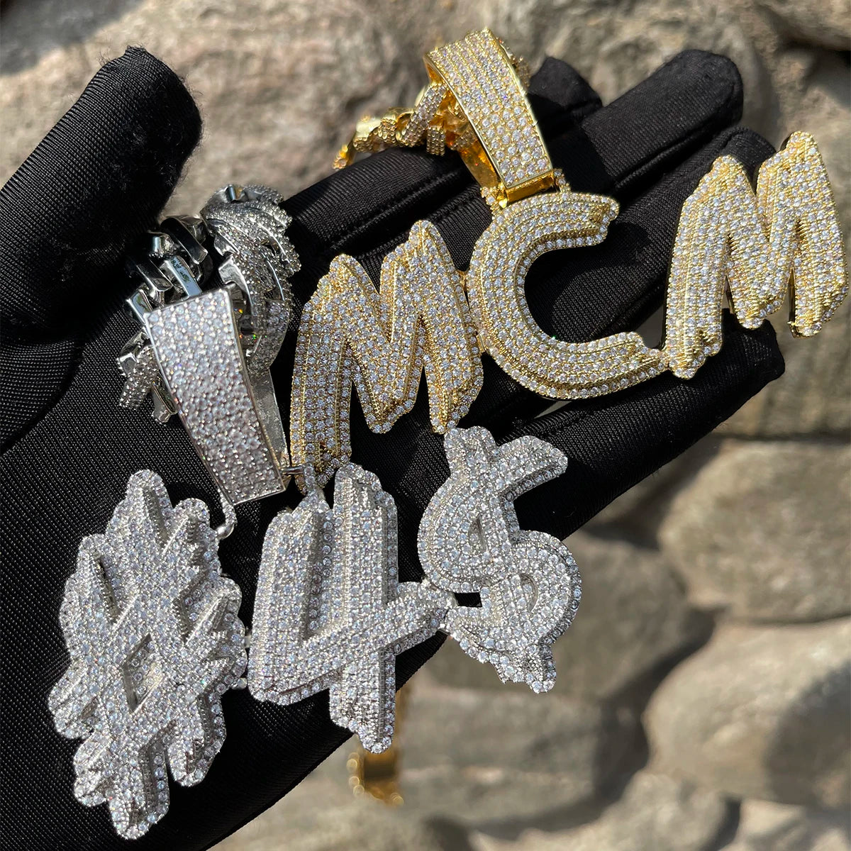 Bubble Letter Personalized Necklace Men Customized Name Pendant Iced Out Charms Hip Hop Jewelry 2022 Trend Luxury Designer