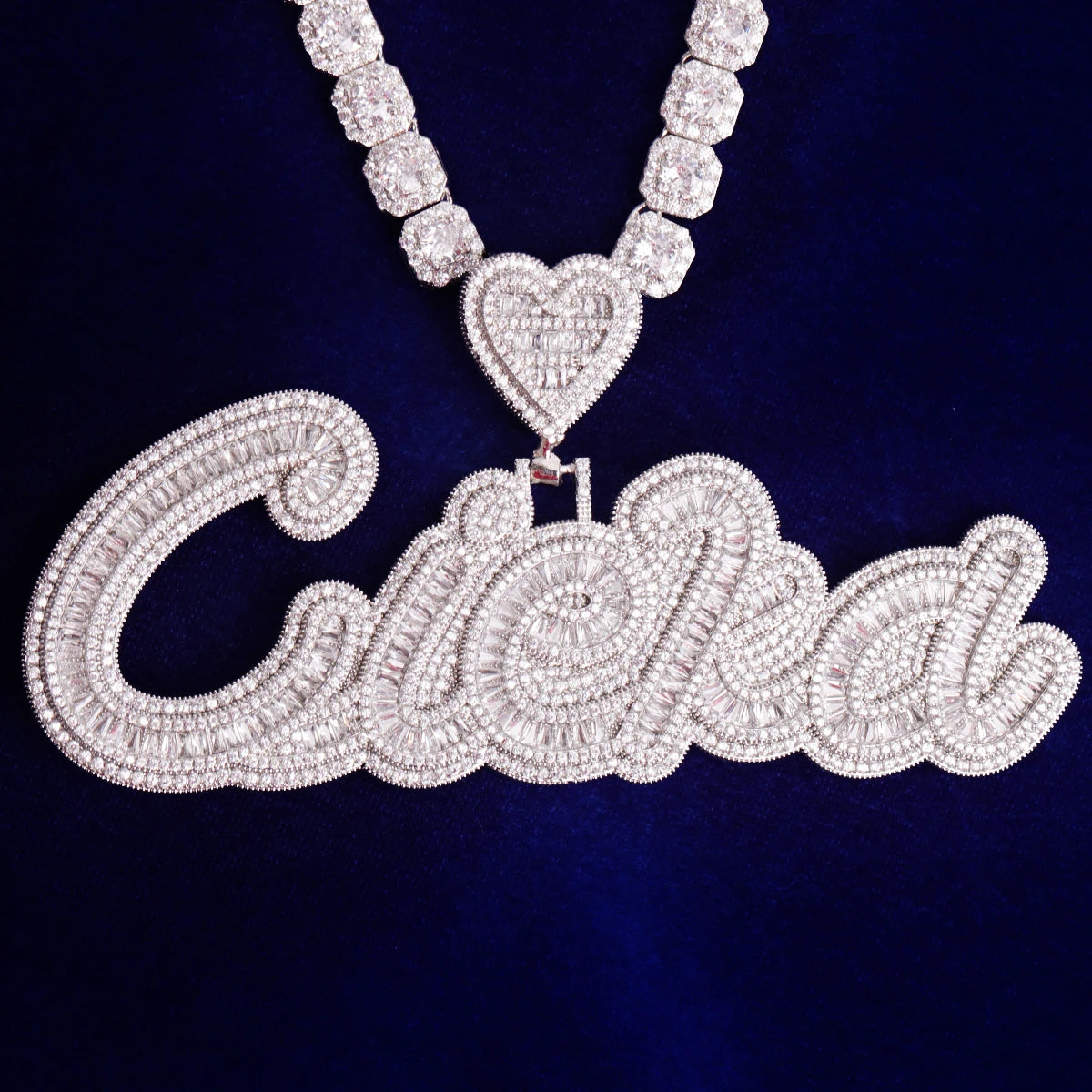 Bubble Letter Custom Name Necklace for Women Iced Out Personalized Pendant Charms Bling 2022 Trend Hip Hop Jewelry Heart Bail