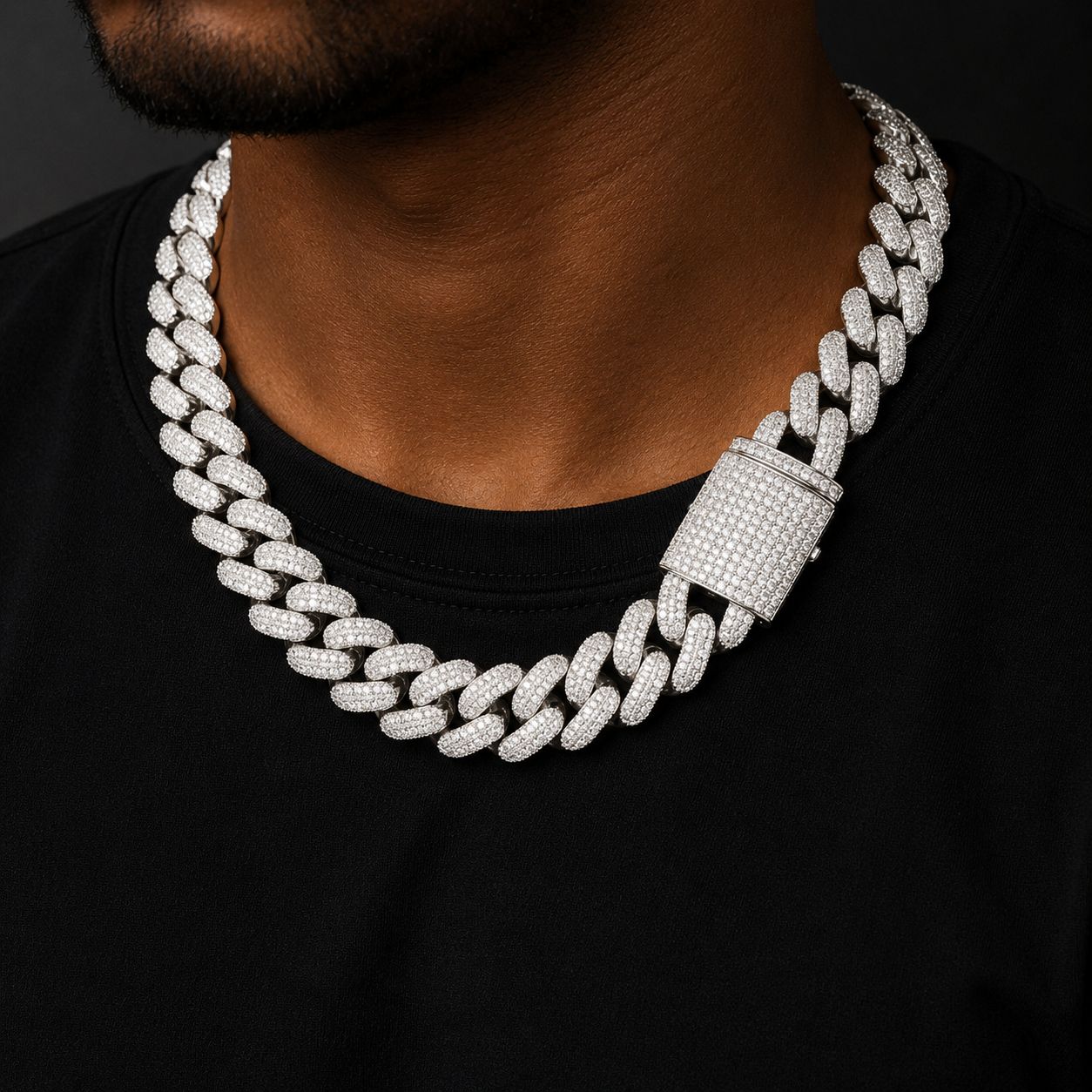 Bubble Letter 25mm Iced Out Cuban Link Chain for Men Necklace Choker Cubic Zirconia Real Gold Plated Hip Hop Jewelry