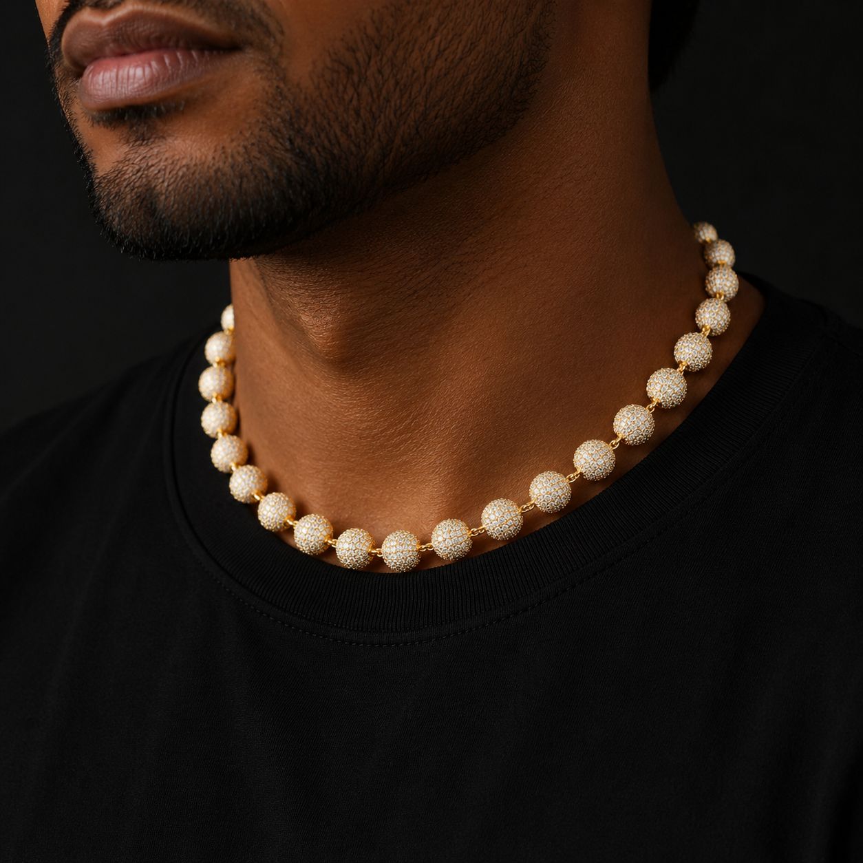 Bubble Letter Bead Chain Men Necklace Choker Gold Color Hip Hop Rock Street Fashion Jewelry Christmas Gift