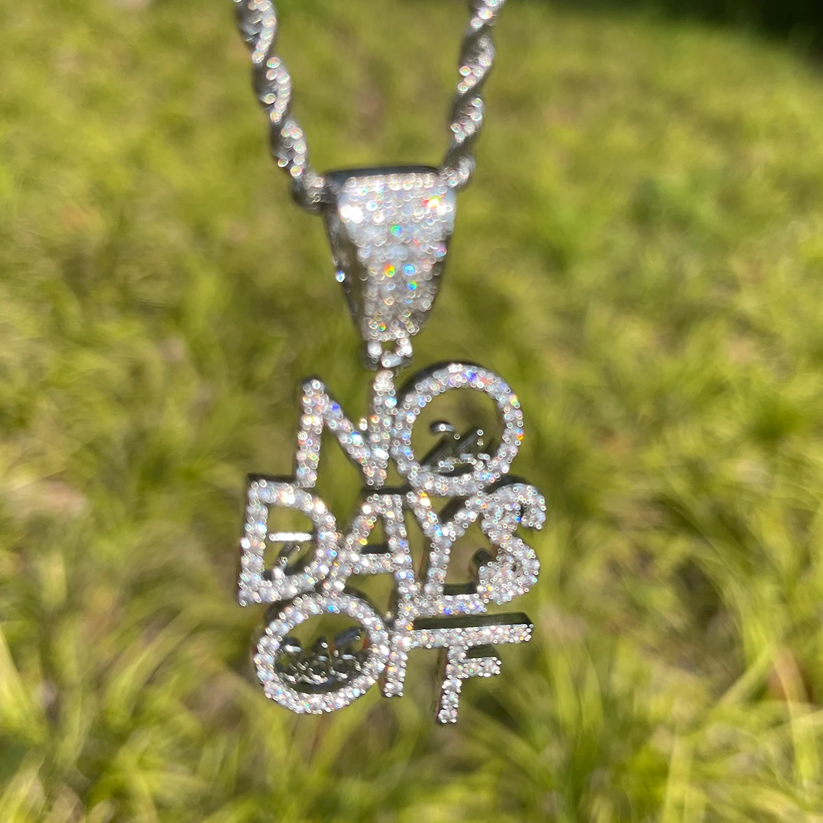 Bubble Letter Iced Out Necklace Pendant for Women Real Gold Plated Cubic Zirconia Copper Hip Hop Jewelry
