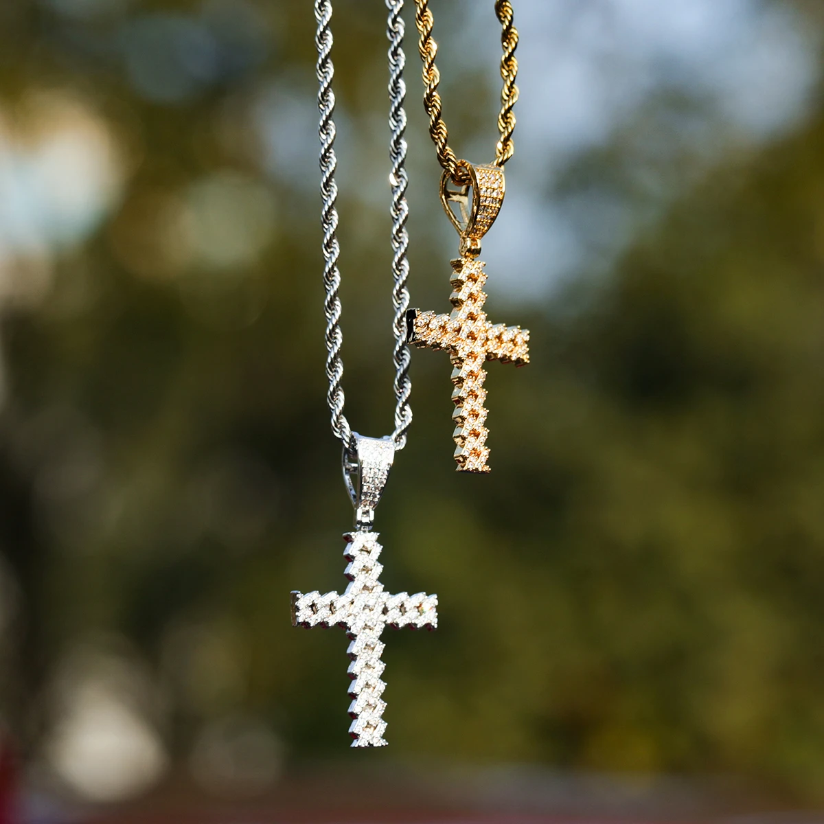 Bubble Letter Iced Out Cross Necklace for Women Dropshipping 2022 Best Selling Items