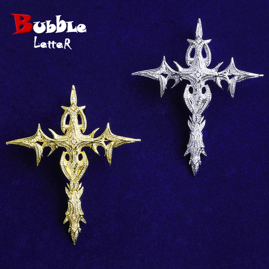 Bubble Letter Iced Out Cross Necklace Pendant for Men 5A Cubic Zirconia Hip Hop Jewelry
