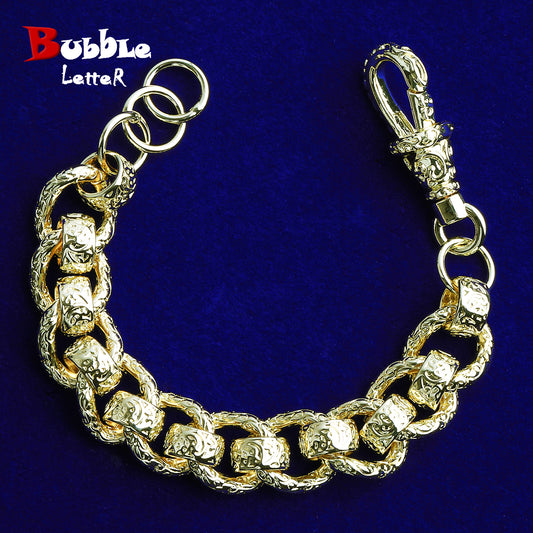 Bubble Letter Pattered Ring Roller Bracelet for Men Albert Clasp Hip Hop Jewelry