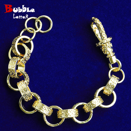 Bubble Letter Belcher Link Bracelet for Men 5A Cubic Zirconia Hip Hop Jewelry