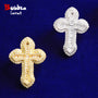Bubble Letter Iced Out Baguette Cross Ring for Men 5A Cubic Zirconia Real Gold Plated Hip Hop Jewelry
