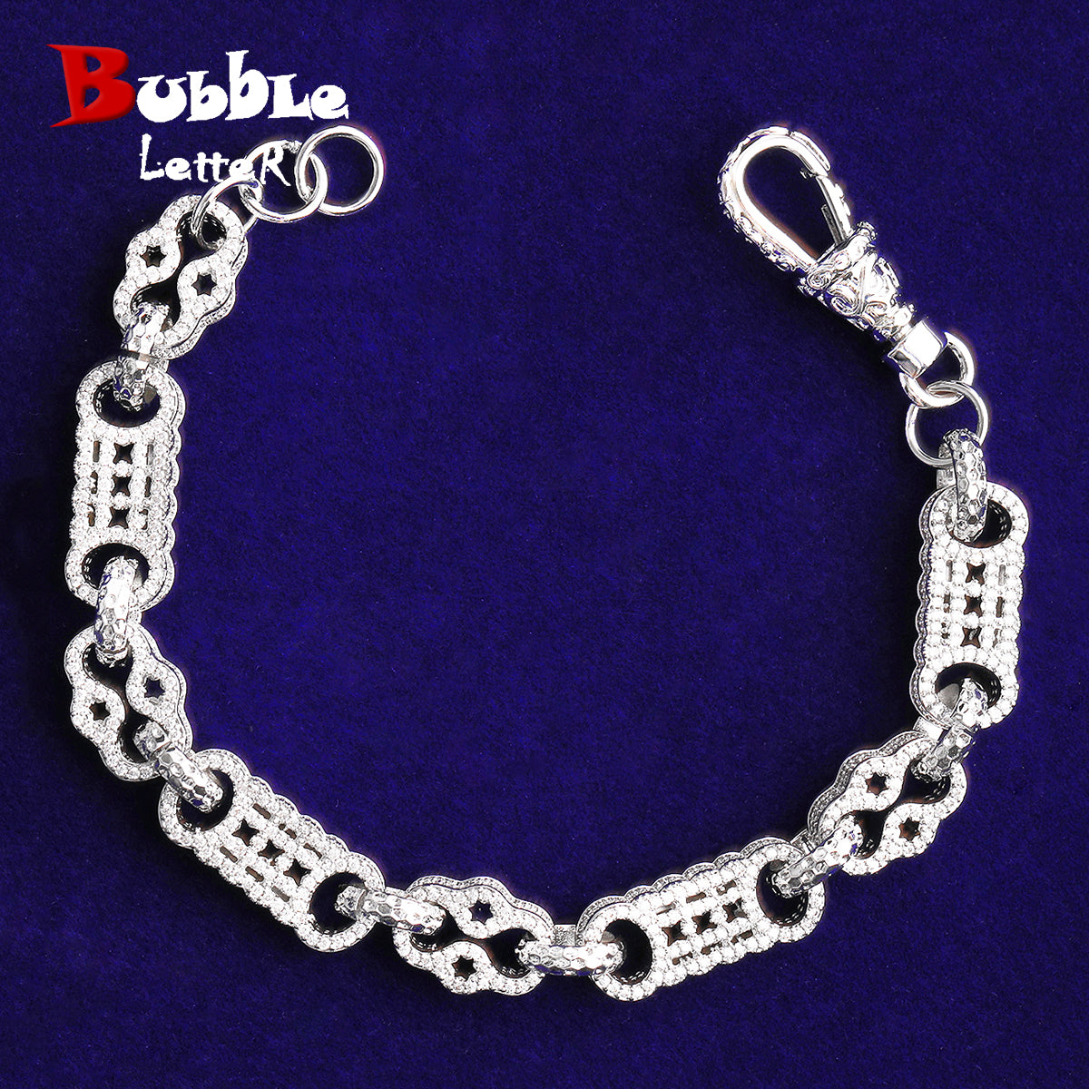 Bubble Letter Iced Out Star Bar Bracelet for Men Real Gold Plated 5A Cubic Zirconia Hip Hop Jewelry Albert Clasp