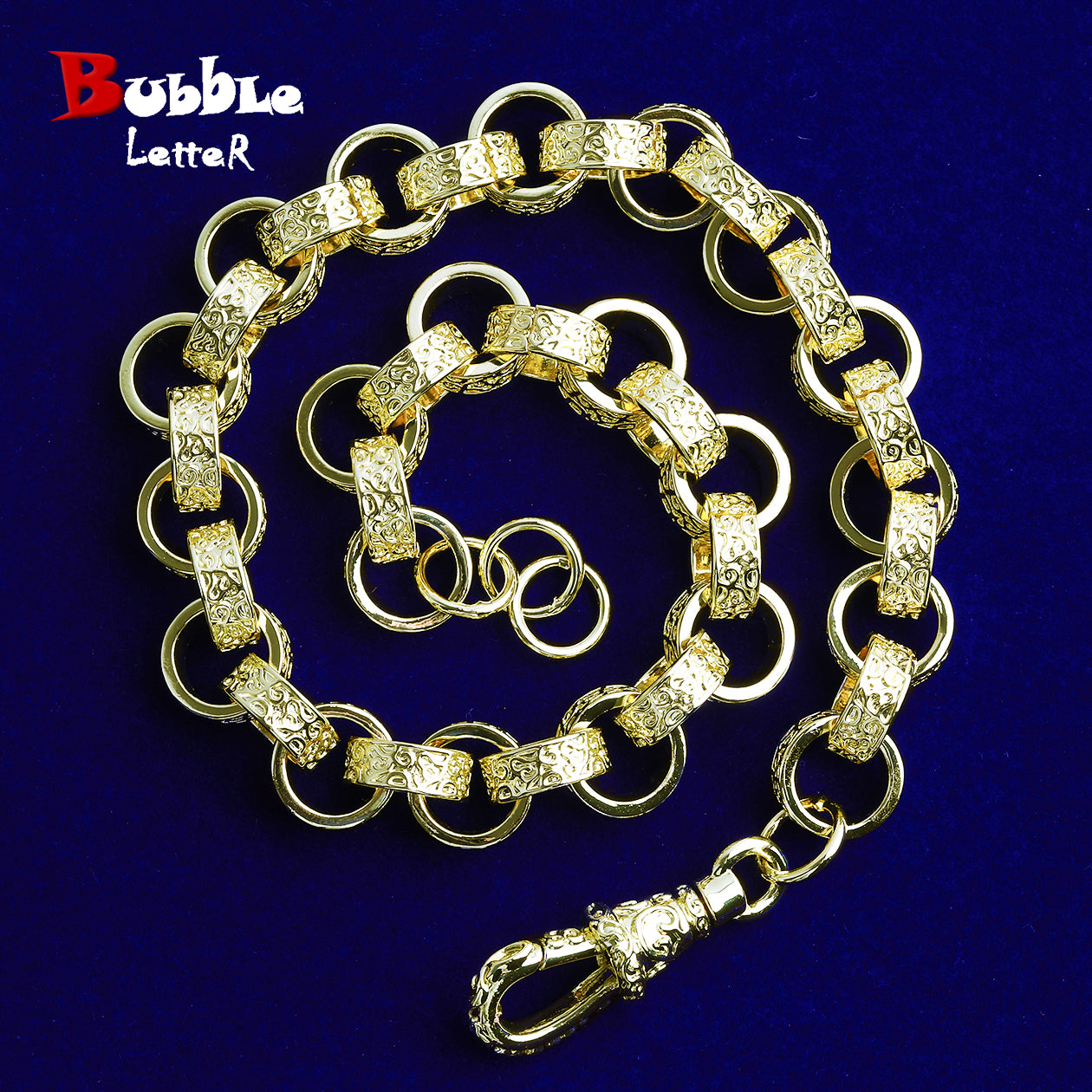 Bubble Letter Iced Out Belcher Link Chain Necklace Pendant for Men 5A Cubic Zirconia Hip Hop Jewelry