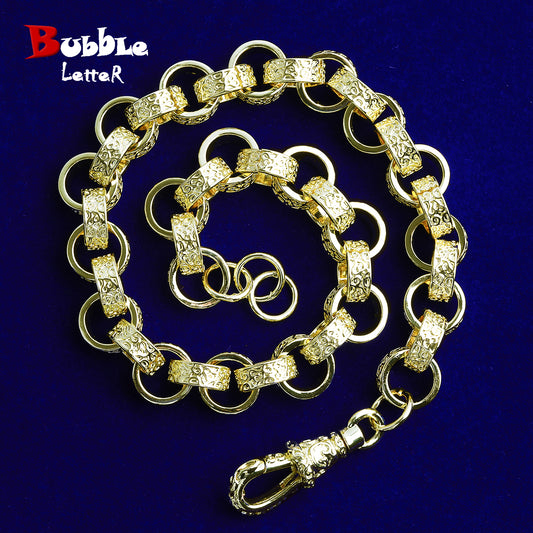 Bubble Letter Iced Out Belcher Link Chain Necklace Pendant for Men 5A Cubic Zirconia Hip Hop Jewelry