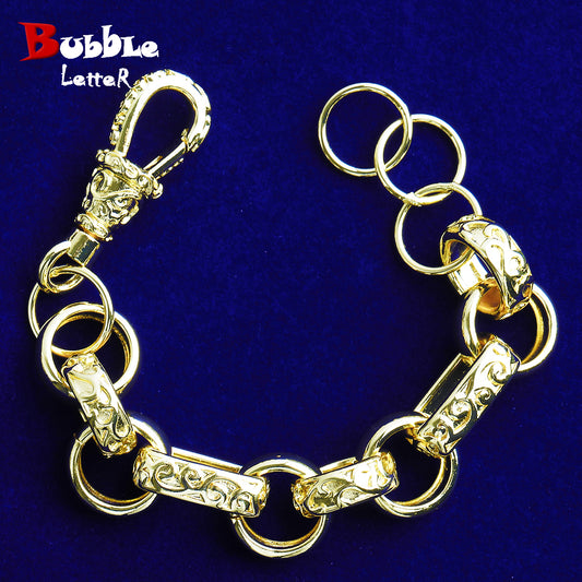 Bubble Letter GYPSY Belcher Bracelet for Men Real Gold Plated Hip Hop Jewelry Albert Clasp